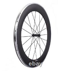 700C Depth 80mm Carbon Fiber Road Bike Wheels City Bicycle Wheelset Clincher