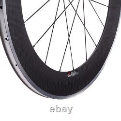 700C Depth 80mm Carbon Fiber Road Bike Wheels City Bicycle Wheelset Clincher