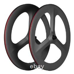 700C Disc Brake Tri Spoke Bicycle Wheelset 3spoke Road Bike Carbon Fiber Wheels