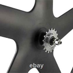 700C Fixed Gear Carbon Wheels Width 23mm Depth 56mm Road/Track 5 Spoke Wheelset