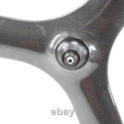 700C Fixed Gear Track Road Bicycle Carbon 5 Spokes Wheelset Clincher Five Spoke