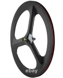 700C Full Carbon Fiber Wheels 70mm Road Bike Tri Spoke Front+Rear Whheelset Race