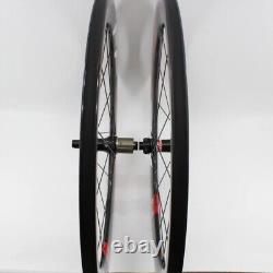 700C Full Carbon Road Bicycle Wheelset Thru Axle Tubular Clincher Tubeless Rims