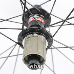 700C Full Carbon Road Bike Wheelset Thru Axle Disc Brake Clincher Tubeless Rims