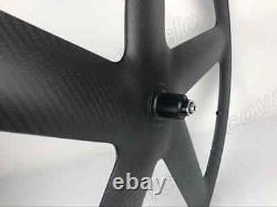 700C Full Carbon Wheels 5 Spokes Clincher/Tubular Track/ Road Bike Wheelset
