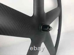 700C Full Carbon Wheels Five-spoke Track/ Road Bike Wheelset Clincher/Tubular