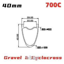 700C Gravel Cyclocross Disc Brake Carbon Fiber Rim 390g 40mm29mm Road Bike Rim