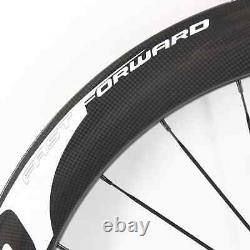 700C Road Bike 3K Carbon Wheels Rim Bicycle Wheelset Thru Axle Disc Brake Hub