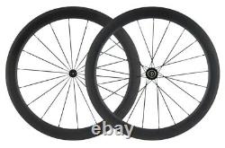 700C Road Bike Carbon Fiber Wheelset Clincher Basalt Braking Surface 50x25mm