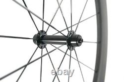 700C Road Bike Carbon Fiber Wheelset Clincher Basalt Braking Surface 50x25mm