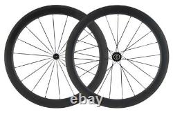 700C Road Bike Carbon Fiber Wheelset Clincher Basalt Braking Surface 50x25mm