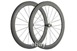 700C Road Bike Carbon Fiber Wheelset Clincher Basalt Braking Surface 50x25mm