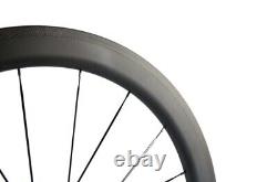 700C Road Bike Carbon Fiber Wheelset Clincher Basalt Braking Surface 50x25mm