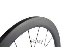 700C Road Bike Carbon Fiber Wheelset Clincher Basalt Braking Surface 50x25mm