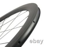 700C Road Bike Carbon Fiber Wheelset Clincher Basalt Braking Surface 50x25mm