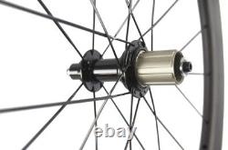 700C Road Bike Carbon Fiber Wheelset Clincher Basalt Braking Surface 50x25mm