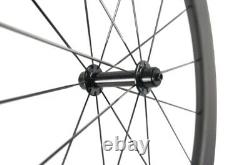 700C Road Bike Carbon Fiber Wheelset Clincher Basalt Braking Surface 50x25mm