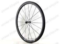 700C Road Bike Carbon Fiber Wheelset Clincher Tubular 38/50x25mm Disc Brake Hub