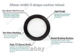 700C Road Bike Carbon Fiber Wheelset Clincher Tubular 38/50x25mm Disc Brake Hub