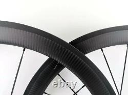 700C Road Bike Carbon Fiber Wheelset Clincher Tubular 50mm Depth 25mm Width