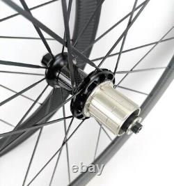 700C Road Bike Carbon Fiber Wheelset Clincher Tubular 50mm Depth 25mm Width