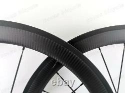 700C Road Bike Carbon Fiber Wheelset Clincher Tubular 50mm Depth 25mm Width