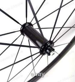 700C Road Bike Carbon Fiber Wheelset Clincher Tubular 50mm Depth 25mm Width