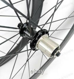 700C Road Bike Carbon Fiber Wheelset Clincher Tubular 50mm Depth 25mm Width