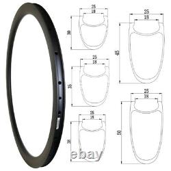 700C Road Bike Carbon Rims Clincher Tubeless Tubular 30/35/38/45/50x25mm 28 32H