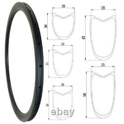 700C Road Bike Carbon Rims Clincher Tubeless Tubular 30/35/38/45/50x25mm 28 32H