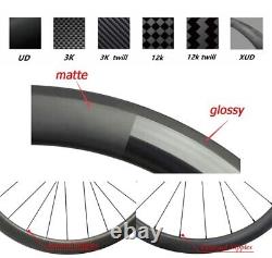 700C Road Bike Carbon Rims Clincher Tubeless Tubular 30/35/38/45/50x25mm 28 32H