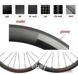 700C Road Bike Carbon Wheelset 30/35/38/40/45/50/55/60mm Depth Bicycle Wheels