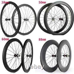 700C Road Bike Carbon Wheelset Clincher/Tubeless/Tubular Disc Brake Wheels