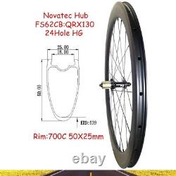 700C Road Bike Rear Wheelset Carbon Tubeless Clincher Bicycle Wheel HG XD XDR