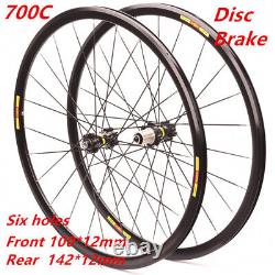 700C Road Bike Wheelsets Thru Axle/QR Six Hole / Center Lock City Bicycle Wheels
