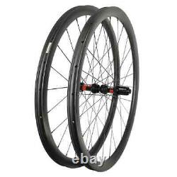 700C Road Disc Carbon Wheels Gravel 38mm Deep Clincher Tubeless 25mm Wide 24H