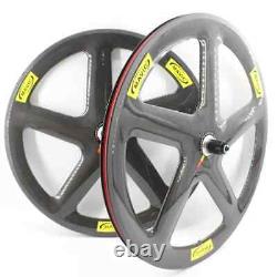 700C Road Track Fixed Gear Bike Full Carbon 5Spoke Bicycle Wheelset Clincher Rim