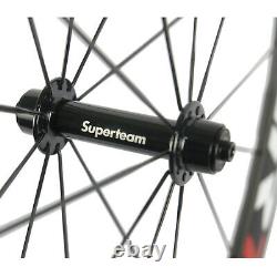 700C SUPERTEAM Carbon Wheels Road Bike Clincher 50mm Road Bicycle Wheelset