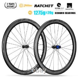 700C Super Light Carbon Road Bicycle Wheels Tubless Clincher Ceramic Ratchet Hub