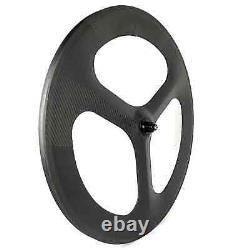 700C Track/Road Bike Carbon Wheels Three Spoke/ Disc Wheel Set Clincher/tubular