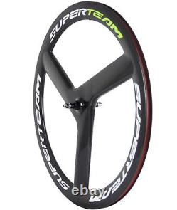 700C Tri Spoke Carbon Wheel Track/Road Bike Front WheelClincher/Tubular Wheel