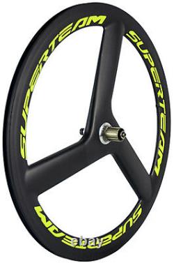 700C Tri Spoke Carbon Wheelset Front+Rear Wheels Track/Road Bike Clincher Wheels