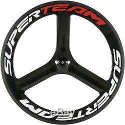700C Tri Spoke Carbon Wheelset Front Road Bicycle Wheel Superteam Clincher Wheel