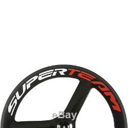 700C Tri Spoke Carbon Wheelset Front Road Bicycle Wheel Superteam Clincher Wheel