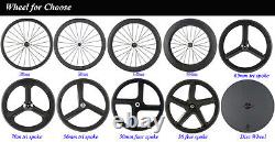 700C Tri Spoke Front+Rear Carbon Wheels 65mm Depth Road Bike Tri Spoke Wheelset
