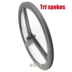 700C Tri Spokes Carbon Wheels Road Bike Wheelset 20MM Width 50MM Depth V Brake