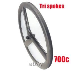 700C Tri Spokes Carbon Wheels Road Bike Wheelset 20MM Width 50MM Depth V Brake