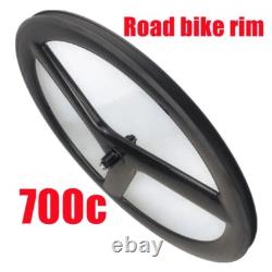 700C Tri Spokes Carbon Wheelset Road Bike Wheels 23MM Width 50MM Depth V Brake
