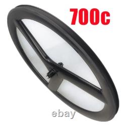 700C Tri Spokes Carbon Wheelset Road Bike Wheels 23MM Width 50MM Depth V Brake