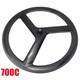 700c Tri Spokes Carbon Wheelset Road Bike Wheels V Brake 23mm Width 50mm Depth